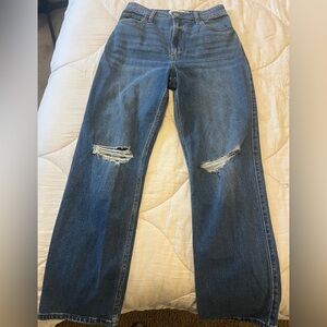 Hollister Curvy Ultra High-Rise Ripped Medium Wash Dad Jeans